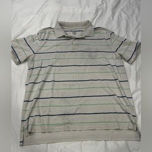 Striped White Polo Short Sleeve Shirt